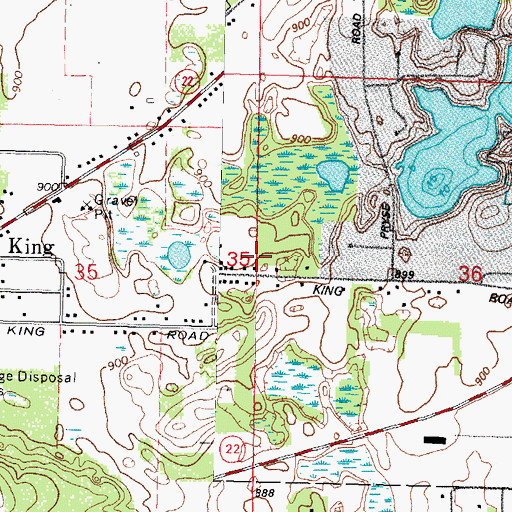 Topographic Map of King Census Designated Place, WI