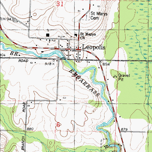 Topographic Map of Leopolis Census Designated Place, WI