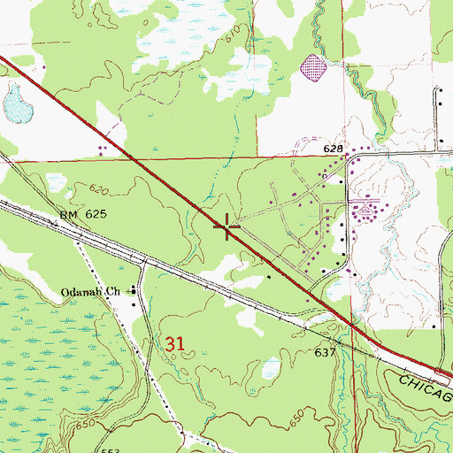 Topographic Map of New Odanah Census Designated Place, WI