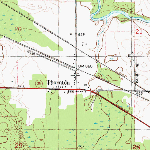 Topographic Map of Thornton Census Designated Place, WI