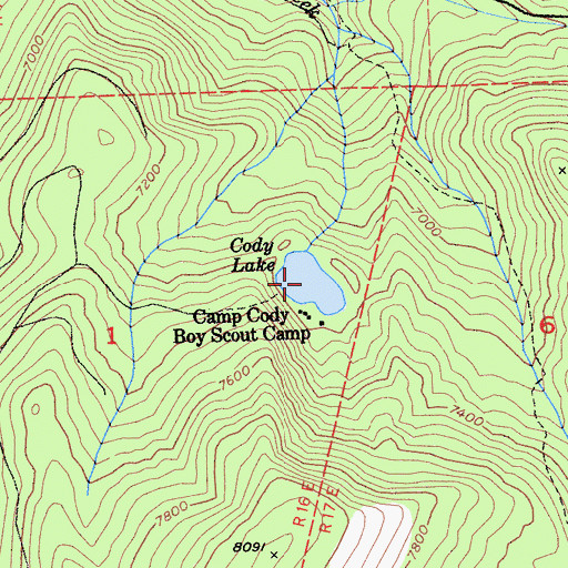 Topographic Map of Cody Lake, CA