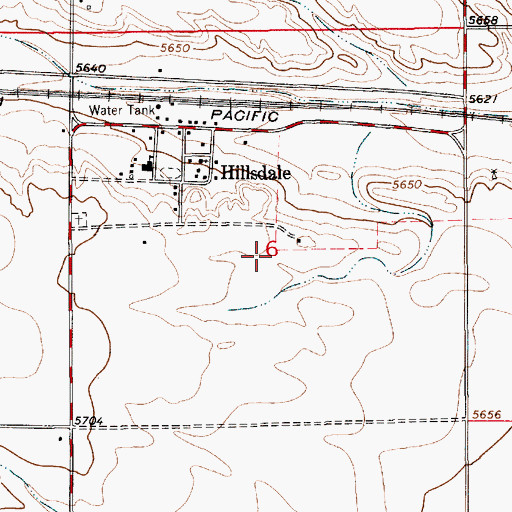 Topographic Map of Hillsdale Census Designated Place, WY
