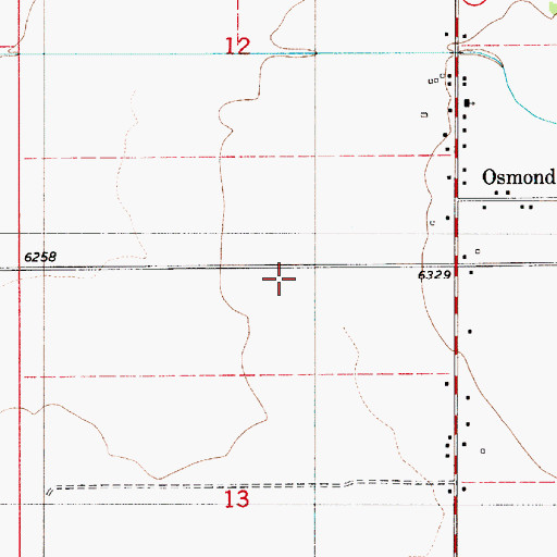 Topographic Map of Osmond Census Designated Place, WY