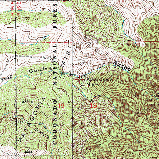 Topographic Map of Aztec Group Mines, AZ