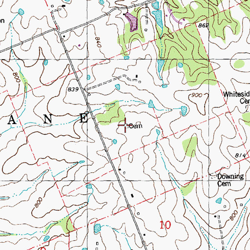 Topographic Map of Davis Cemetery, MO