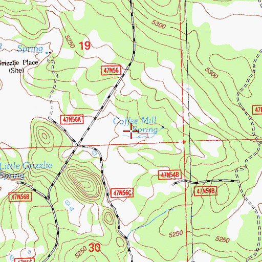 Topographic Map of Coffee Mill Spring, CA