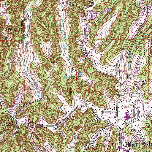 Topographic Map of Village of Peaceful Village, MO