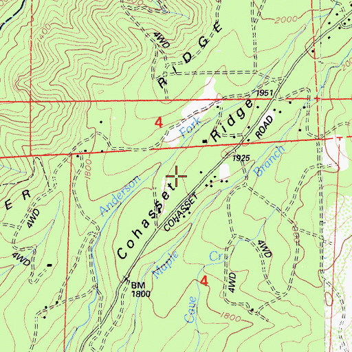 Topographic Map of Cohasset Ridge, CA