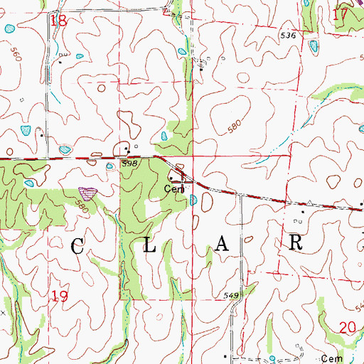 Topographic Map of Hubbard Cemetery, MO