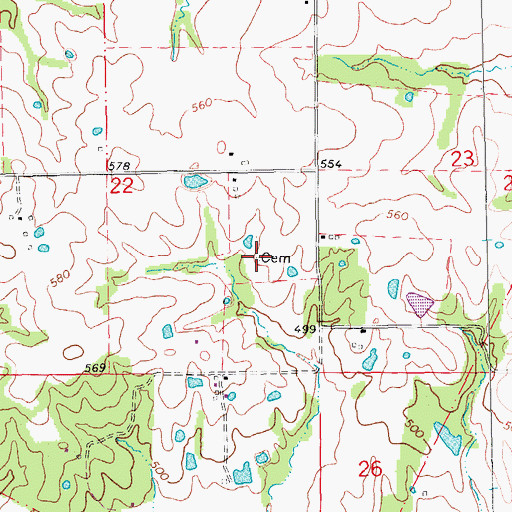 Topographic Map of Edward Lanier Cemetery, MO