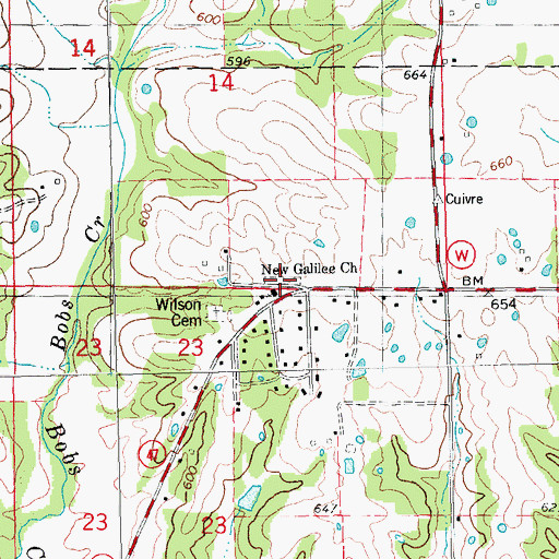 Topographic Map of New Galilee Cemetery, MO