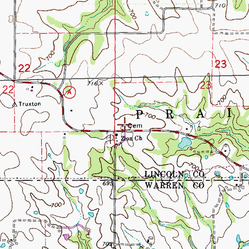 Topographic Map of Owings-Pennington Cemetery, MO