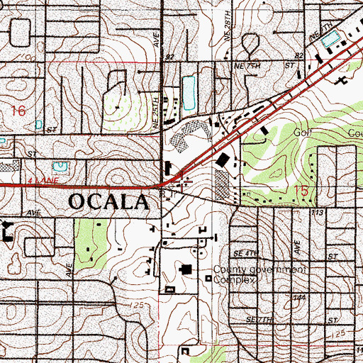 Topographic Map of Ocala-Marion County Veterans Memorial Park, FL