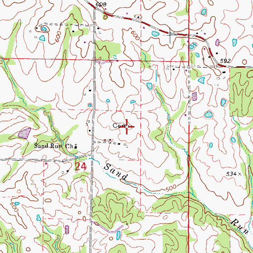 Topographic Map of Ross Cemetery, MO