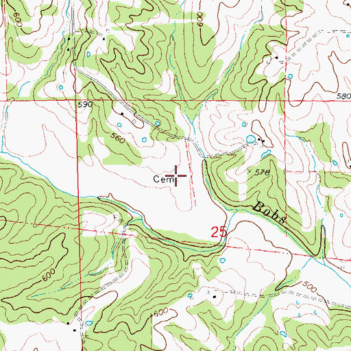 Topographic Map of Rybolt Cemetery, MO