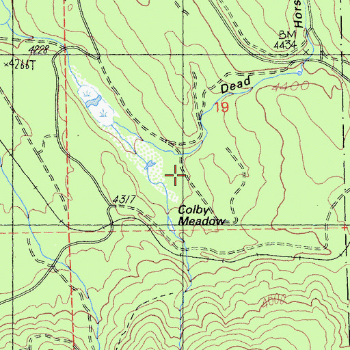 Topographic Map of Colby Meadow, CA