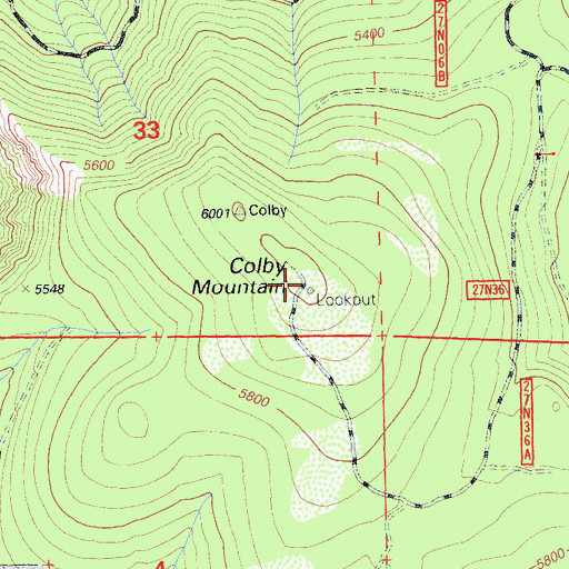 Topographic Map of Colby Mountain, CA