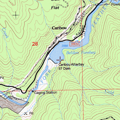 Topographic Map of Cold Brook Creek, CA