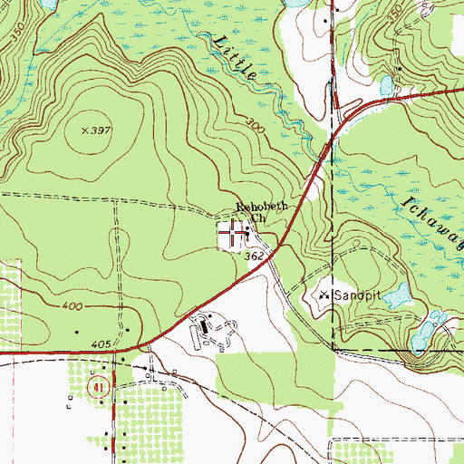 Topographic Map of Rehoboth Church Cemetery, GA