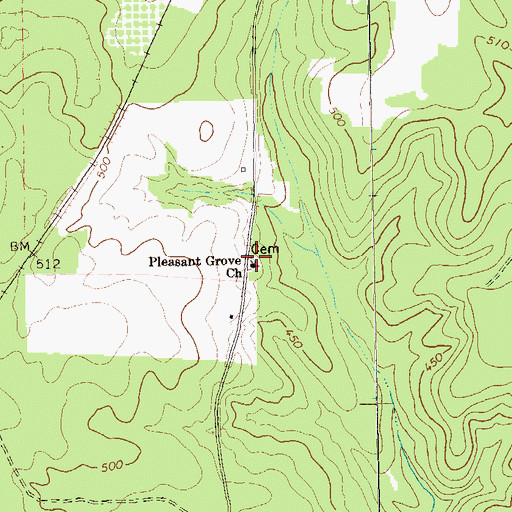 Topographic Map of Pleasant Grove Church Cemetery, GA