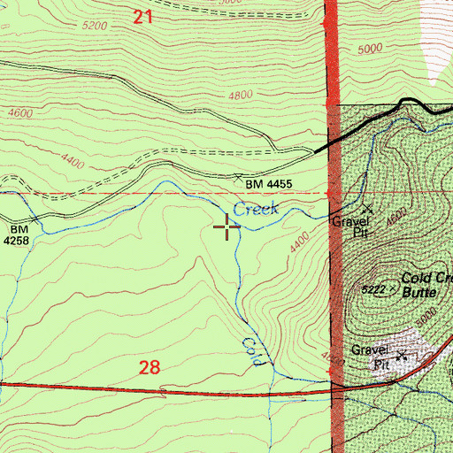 Topographic Map of Cold Creek, CA