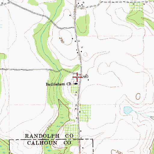 Topographic Map of Bethelem Freewill Baptist Church Cemetery, GA