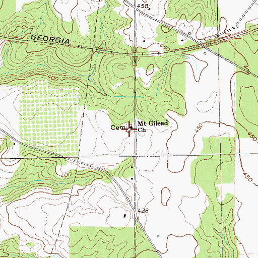 Topographic Map of Mount Gilead Cemetery, GA