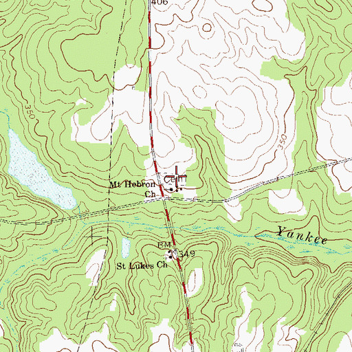 Topographic Map of Mount Hebron Church Cemetery, GA