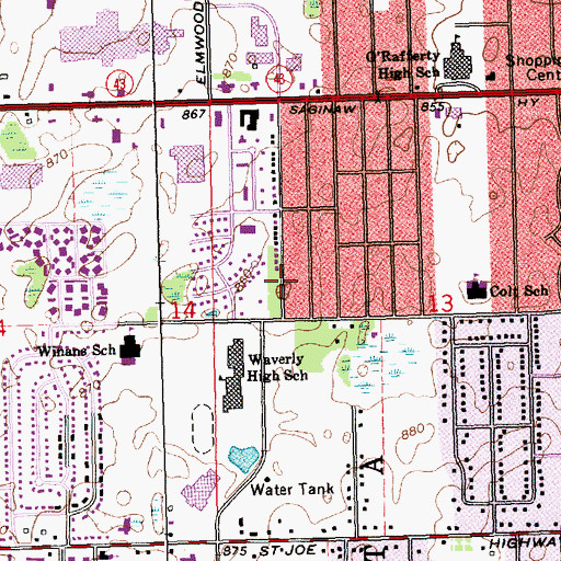 Topographic Map of First Church of the Nazarene, MI