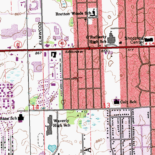Topographic Map of United Church of God, MI