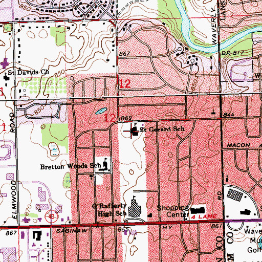 Topographic Map of Saint Gerard Church, MI