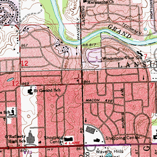Topographic Map of Grace Brethren Church, MI