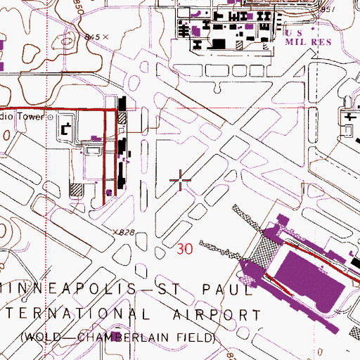 Topographic Map of Naval Air Station Minneapolis (historical), MN