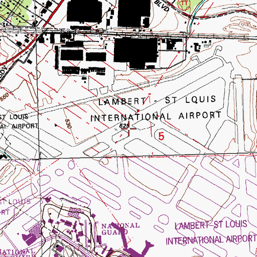 Topographic Map of Naval Air Station Saint Louis (historical), MO
