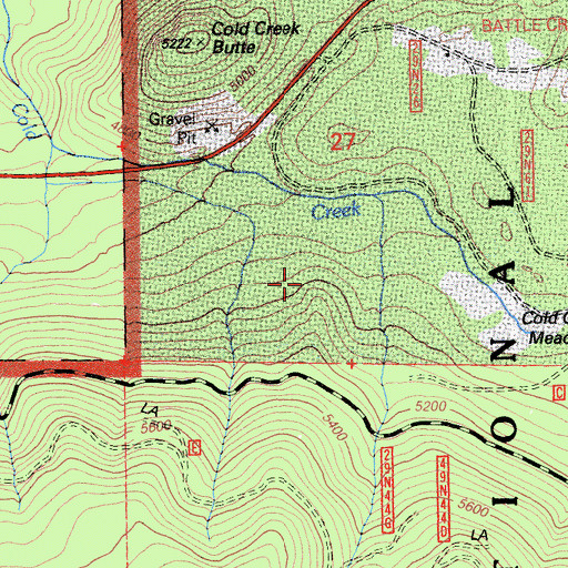 Topographic Map of Cold Creek Meadows, CA