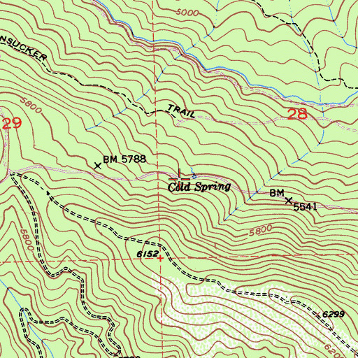 Topographic Map of Cold Spring, CA