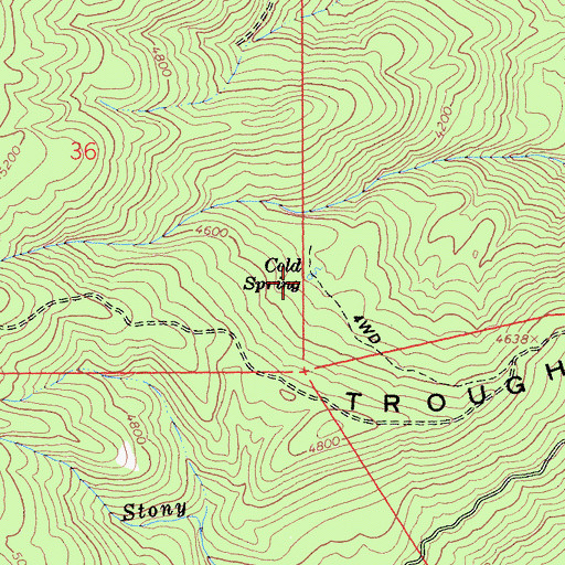 Topographic Map of Cold Spring, CA