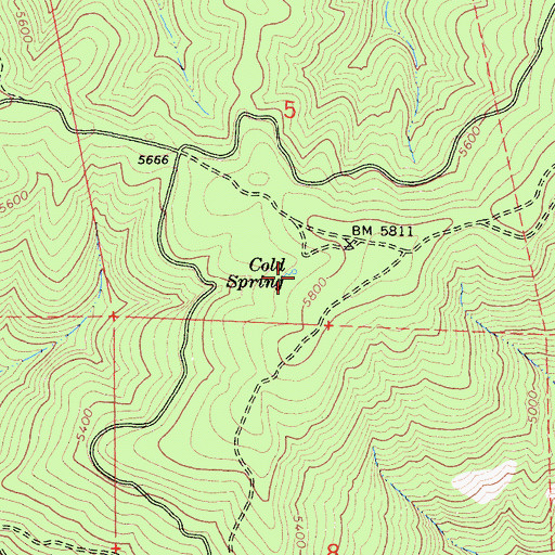 Topographic Map of Cold Spring, CA