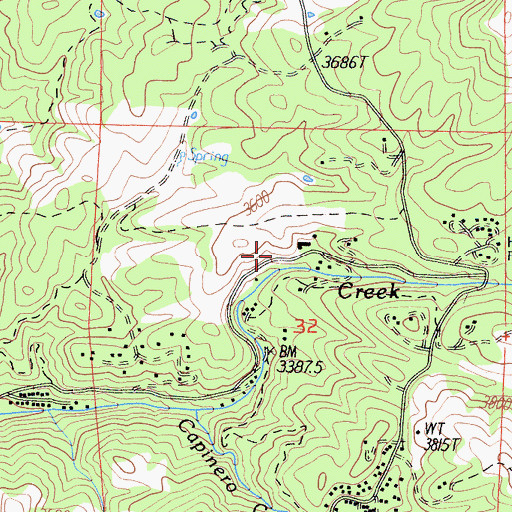 Topographic Map of California Hot Springs Census Designated Place, CA