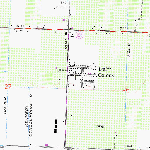 Topographic Map of Delft Colony Census Designated Place, CA