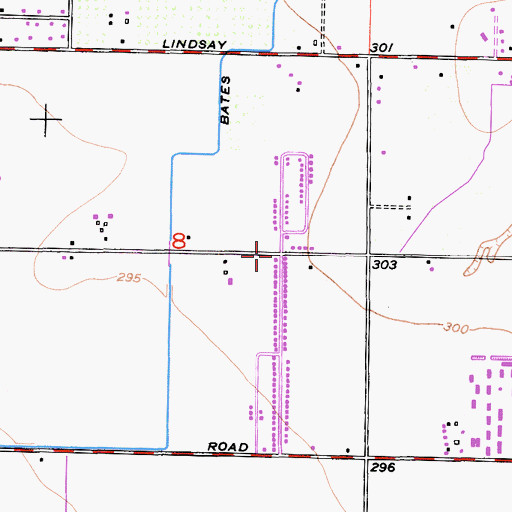 Topographic Map of East Tulare Villa Census Designated Place, CA