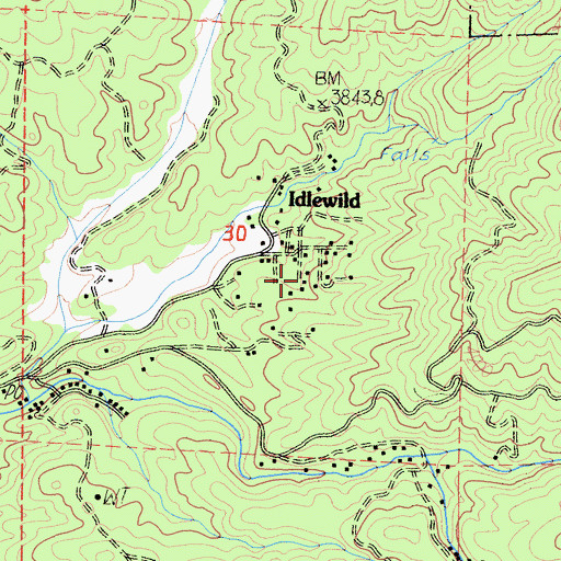 Topographic Map of Idlewild Census Designated Place, CA