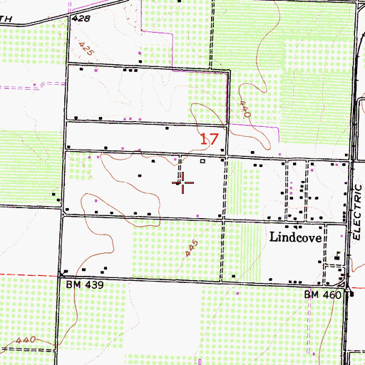 Topographic Map of Lindcove Census Designated Place, CA