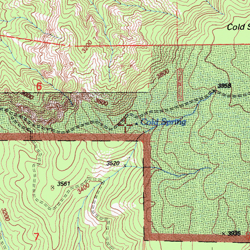 Topographic Map of Cold Spring, CA