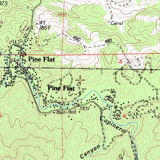 Topographic Map of Pine Flat Census Designated Place, CA