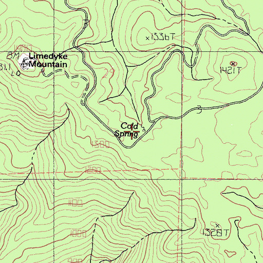 Topographic Map of Cold Spring, CA