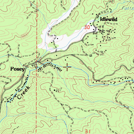 Topographic Map of Posey Census Designated Place, CA