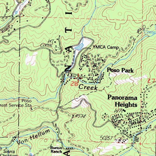 Topographic Map of Poso Park Census Designated Place, CA