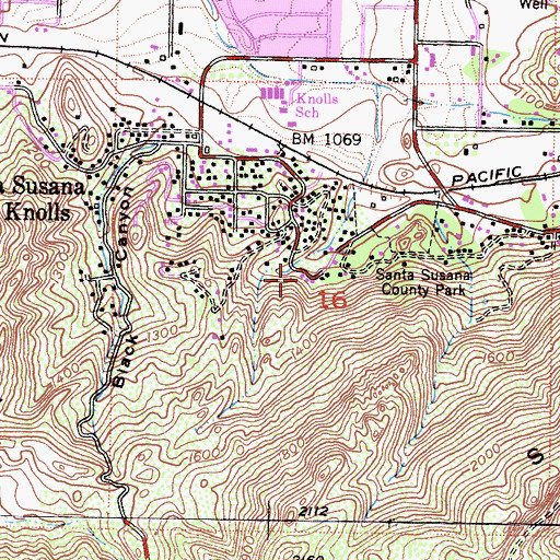 Topographic Map of Santa Susana Census Designated Place, CA