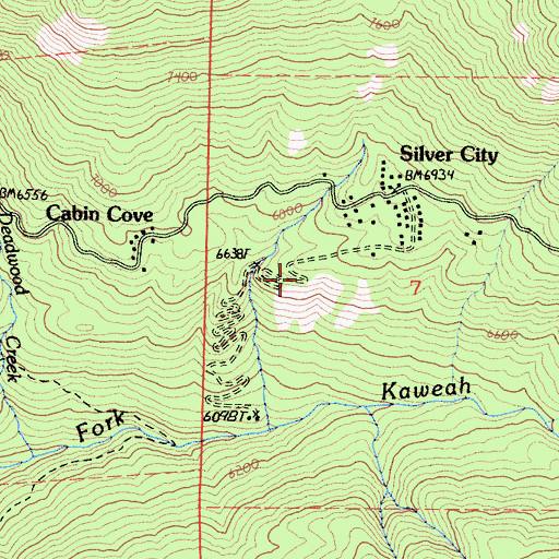 Topographic Map of Silver City Census Designated Place, CA